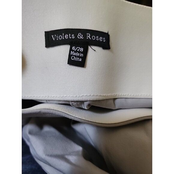Violets And Roses Pants Sz 6/28 Straight Soft Gray Elastic Waist New CR50 NWT - Picture 9 of 9